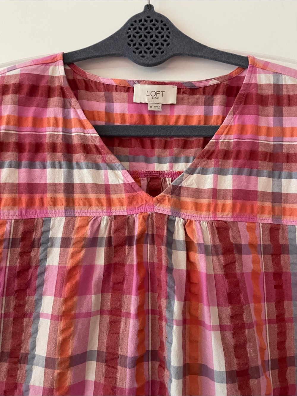 Loft Outlet Plaid Ruffle Top Medium - Picture 2 of 5